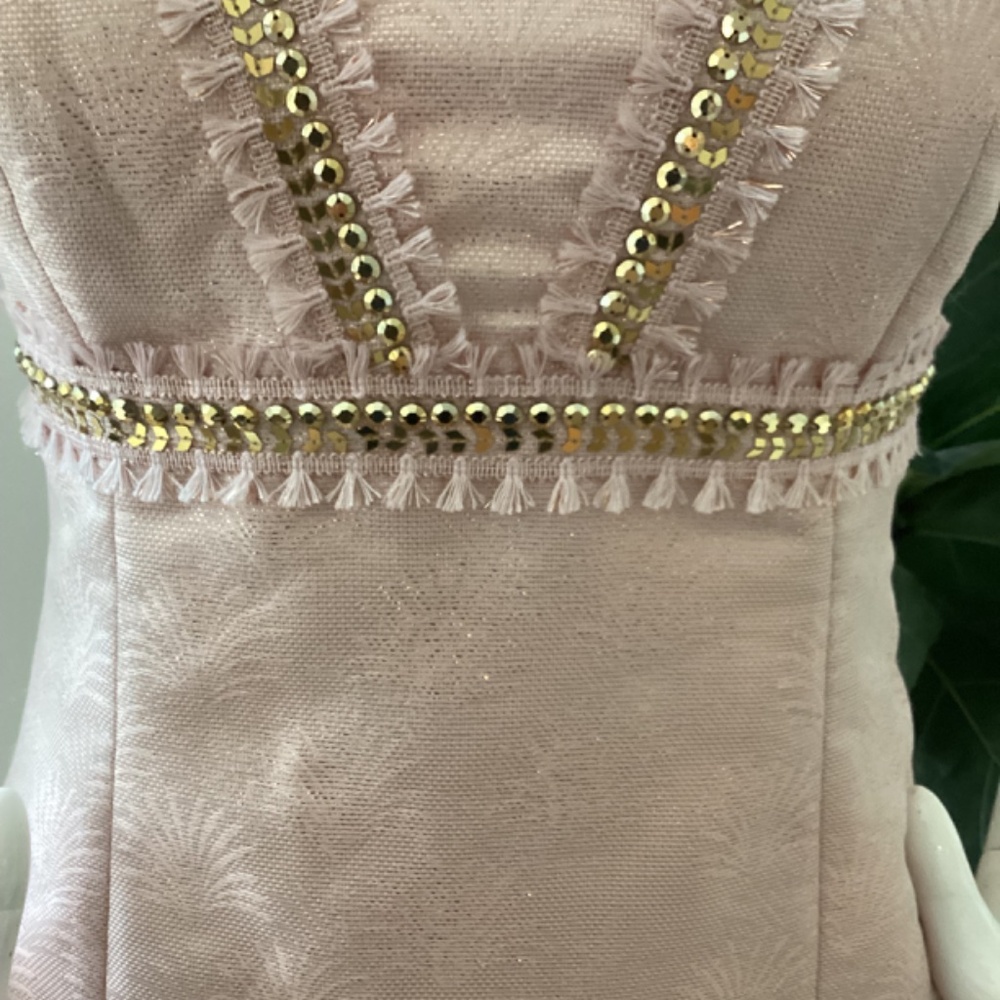 NEW LILLY PULITZER BLUSH PINK BEADS EMBELLISHED SPARKLY DRESS SZ 6 - Picture 4 of 16